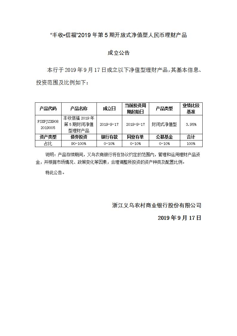 “丰收信福”2019年第5期封闭式净值型理财产品成立公告_01.jpg