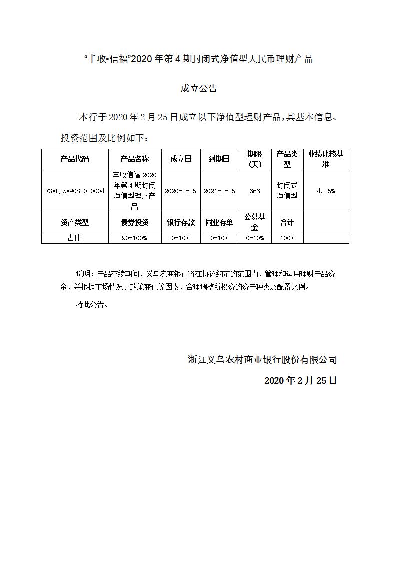 “丰收•信福”2020年第4期封闭式净值型理财产品成立公告_01.jpg