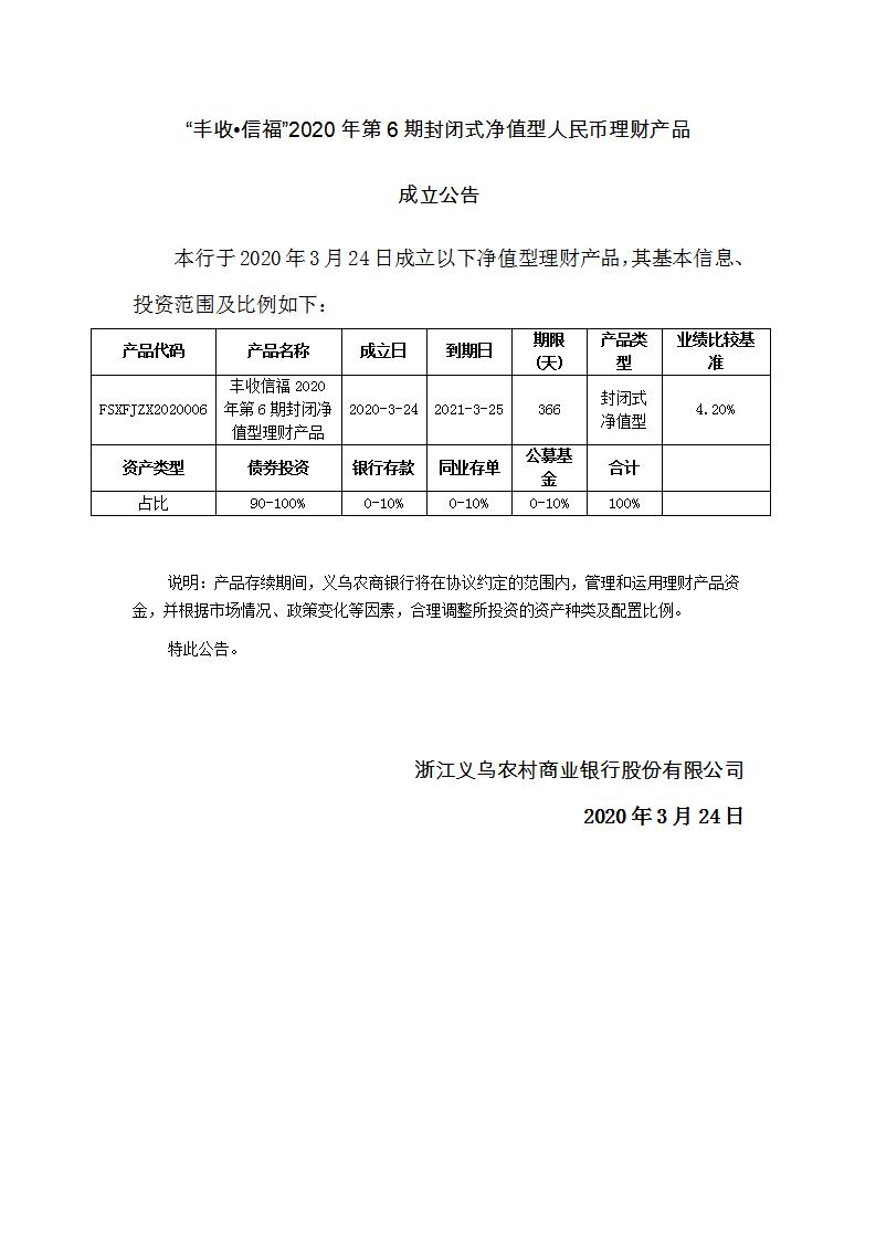 “丰收•信福”2020年第6期封闭式净值型理财产品成立公告_01.jpg